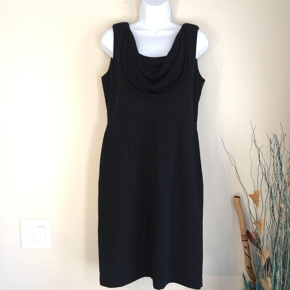 Spense Drape Neck Black Sheath Dress Sleeveless Little Black Dress 8